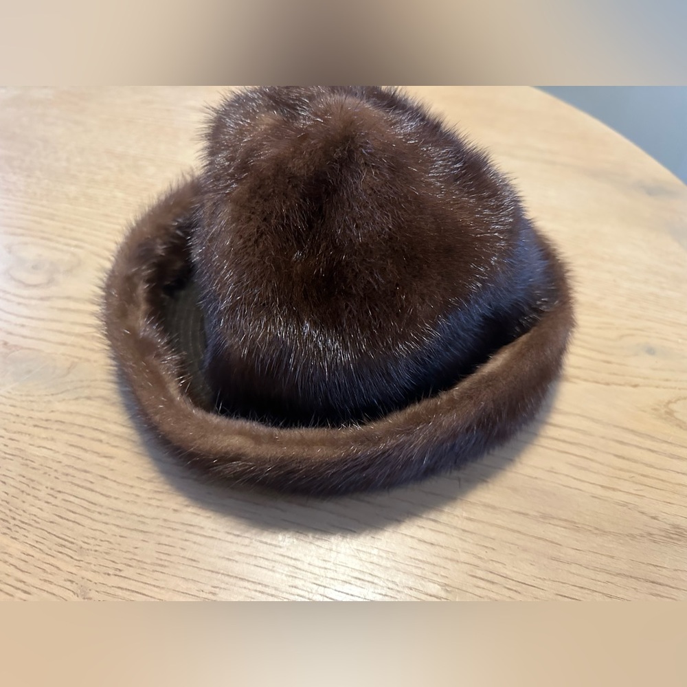 Elegant vintage Maison's brown genuine fur hat, Sz 7 - Picture 2 of 7
